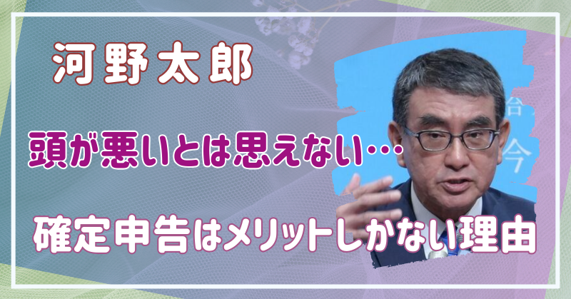 河野太郎を頭が悪いとは思えない…確定申告はメリットしかない理由