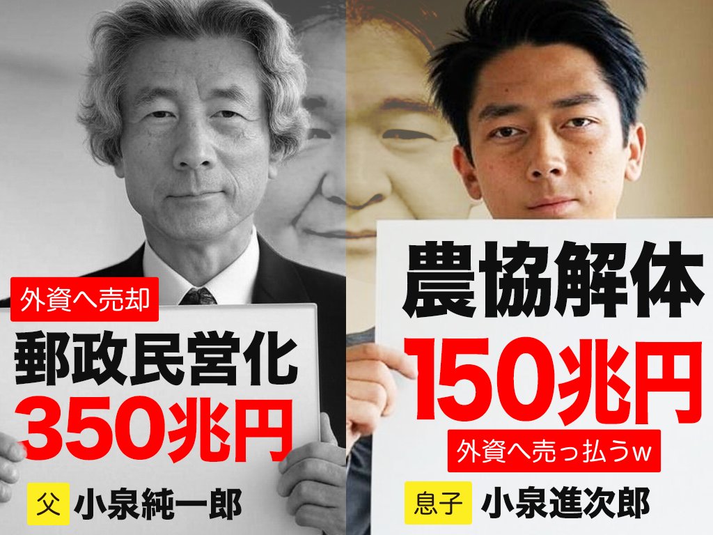 小泉進次郎　民営化　ヤバイ　小泉純一郎　親子
