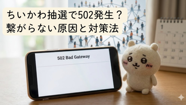 ちいかわ抽選502エラーはなぜ？繋がらない時の対処法　原因　解決策　方法